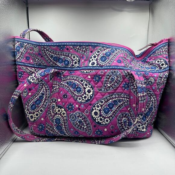 Vera Bradley Zipper Top Ladies Tote Bag Boysenberry 2011 Quilted Paisley Purple - Picture 3 of 10